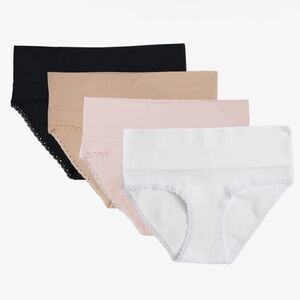 PACT women’s maternity 4-Pack Cotton Bikini Briefs - Black, Nude, Pink, White XL